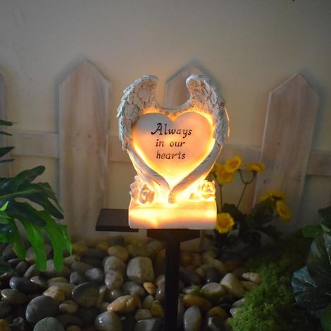 Solarbetriebene Engelsflügel-Gartenleuchte aus Kunstharz, wunderschöne kabellose Bodenleuchte zum Valentinstag, dämmerungsaktiviert, wasserdicht (1/5)