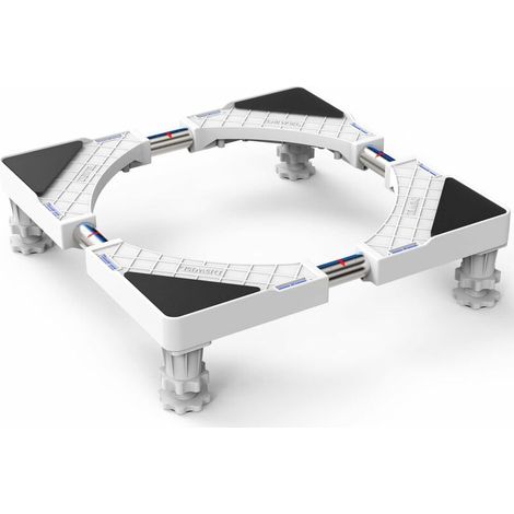 Support de Machine à Laver Base pour Frigo Lave-linge Sèche-linge Réglable en Longueur 50cm-66cm Support Charge 300 kg avec l'Effet de Réduiction du Bruit