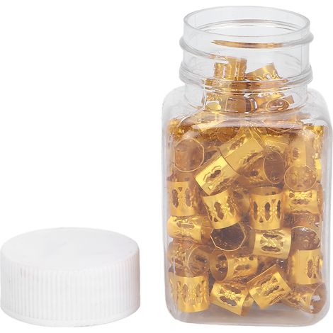 100 Perles Creuses pour Dreadlocks Anti-Oxydation, Style Bohème, Idéales pour Tressage Maison, Finition Dorée (1/5)