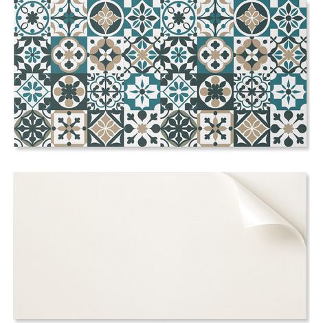 Panel de vinilo impreso listo para instalar, 100x50 cm, dise帽o con patrones en mosaico.