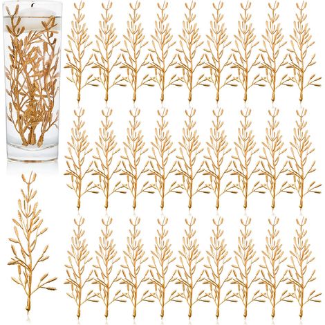 Lot de 80 Fleurs artificielles pour Vase Central, Bougies flottantes pour Mariage, Salle à Manger, fête, Maison, Bar, Restaurant, décoration de 15,2 cm (doré) (1/5)
