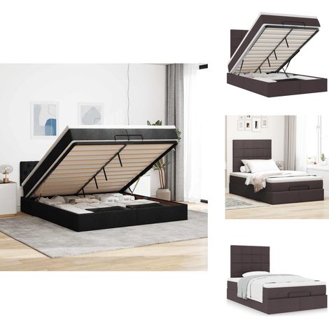 Cadre de lit ottoman avec matelas marron foncé 120x190 cm tissu - Cadre De Lit Ottoman - Cadres De Lit Ottomans - Cadre De Lit - Cadre De Lit Avec Rangement (1/5)