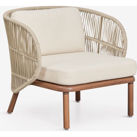 Fauteuil en bois d'acacia et corde tressée Capri SKLUM Beige Crème