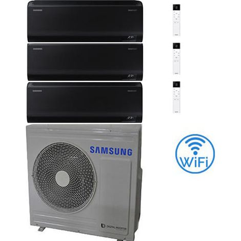 Samsung Windfree BLACK R32 Wifi Trial Split Inverter 9000 + 12000 + 12000 BTU Klimaanlage mit E.U. AJ080TXJ4KG/EU NEU 2025 Klasse A++/A+