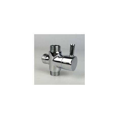 Vanne de dérivation, robinet en laiton mâle G1/2, adaptateur en T, accessoires de robinet de douche de salle de bain chromé, vanne de remplissage à 3 voies mâle-Crezuo