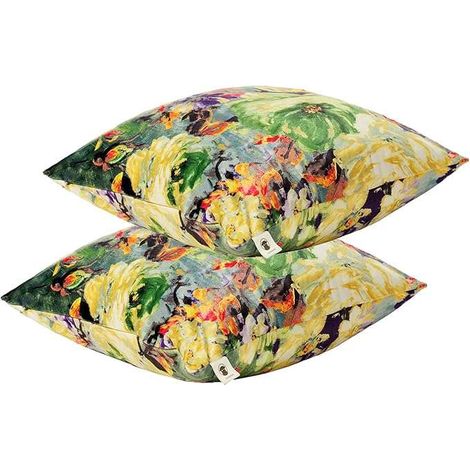 Federe decorative 46x46 cm, 2 pezzi, con motivo floreale dipinto ad olio.