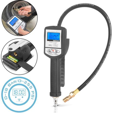 STAHLWERK Pistola digitale per il gonfiaggio di pneumatici ad aria compressa DRP-18 ST Campo di misura 0-18 bar