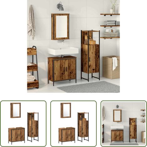 Speicher -  Badezimmermöbel Set mit Speicher 3 pcs Braun 33 x 33 x 120.5 cm (1/5)