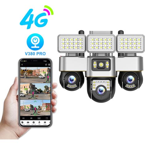 3-Zoll-2-Megapixel-360°-Panoramakamera mit geringem Stromverbrauch, 4G-Karte, zwei Lichtquellen, dreitürige All-in-One-Kamera, Sprachfernüberwachung, intelligente Straßenlaternenverknüpfung, IP66 wass