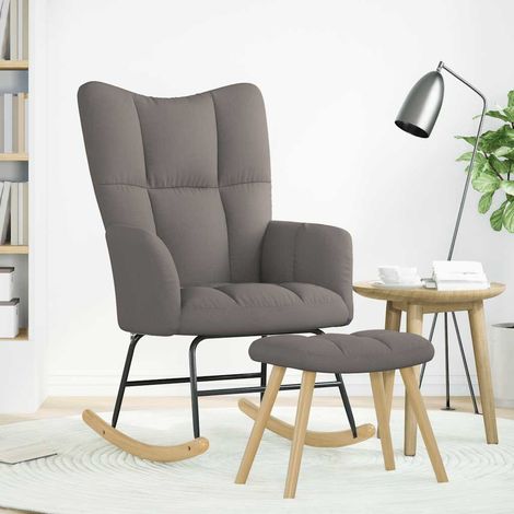 Chaise à bascule,Chaise de relaxation avec repose-pied Taupe Tissu CFW42722 (1/5)