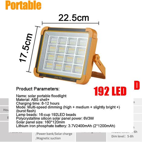 (GJX-YSTD004-192) Lampes solaires de jardin étanches d'extérieur avec détecteur de mouvement et télécommande, compatibles avec les lampadaires solaires, les éclairages de sécurité et les parkings. (1/5)