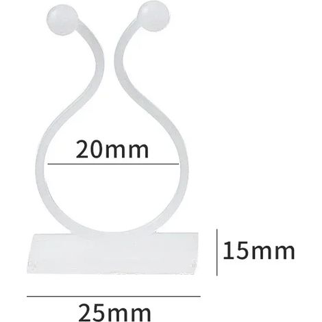 (Blanc - L, 20 pièces) 20 clips de fixation pour plantes grimpantes, crochets de fixation pour rotin, tuteurs auto-adhésifs invisibles. (1/4)