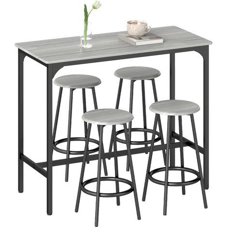Table Bar, Design Minimaliste Moderne, Pour 4 Personnes, GRIS (1/5)