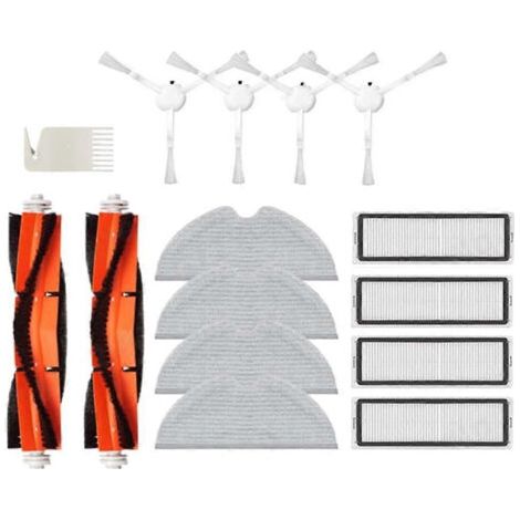 Lot de 15 pièces pour aspirateur robot Xiaomi Mi Robot Vacuum Mop 2C STYTJ03ZHM : brosse principale, filtre et chiffon de nettoyage.