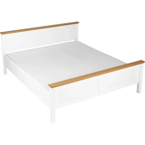Letto Matrimoniale 180x200 cm Pino Massello Bianco Rovere con Testiera (1/5)