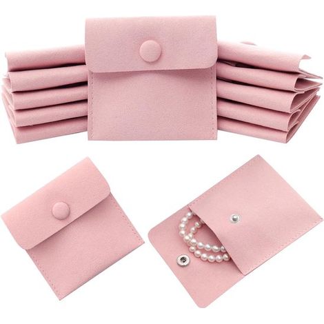 12 pochettes à bijoux en velours - Pochettes cadeaux de luxe pour bijoux - Pochettes de rangement pour bijoux - Style enveloppe - Fermeture à pression - Protège des rayures - Pour bijoux, pendentifs, (1/5)