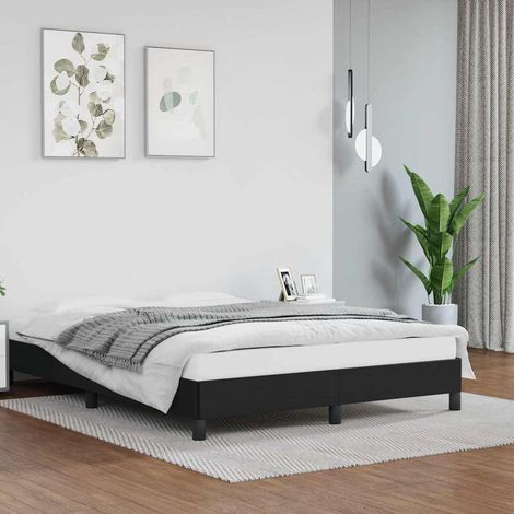 Estructura de cama sin colchón cuero sintético negro 140x190 cm (1/5)