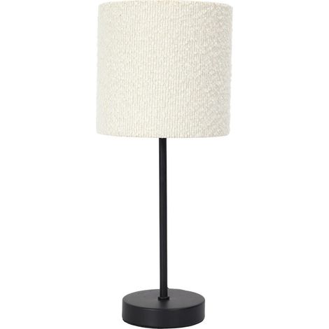 Lampe à poser en métal noir avec abat-jour en bouclette (H38cm)