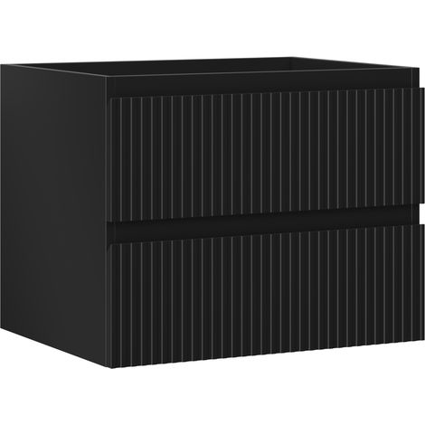 Mexen Rivel meuble de salle de bain sous vasque 60 cm, 2 tiroirs, rainuré, noir mat - 91A20-06047-2-BFF71 (1/5)