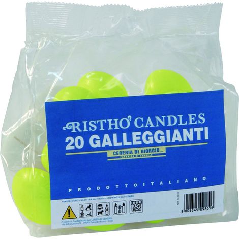 Cereria di Giorgio Risthò Candele Galleggianti, Cera di paraffina, Verde/Acido, 4.5 cm, 20 unità (1/2)