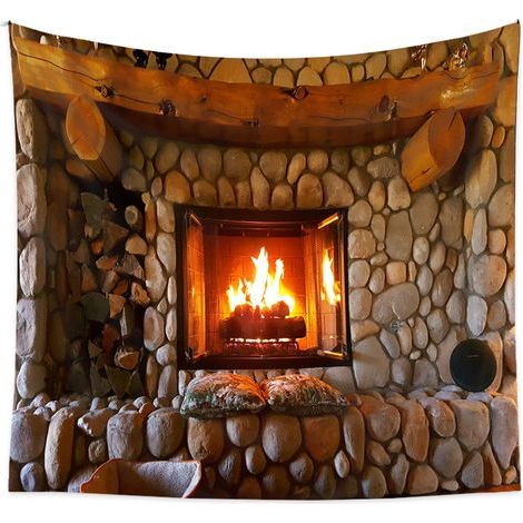 1PC Wall Tapestry, Wall Hanging, Fireplace Motif, Wall Decoration for Bedroom, Living Room, Office, 150 x 200cm (1/5)