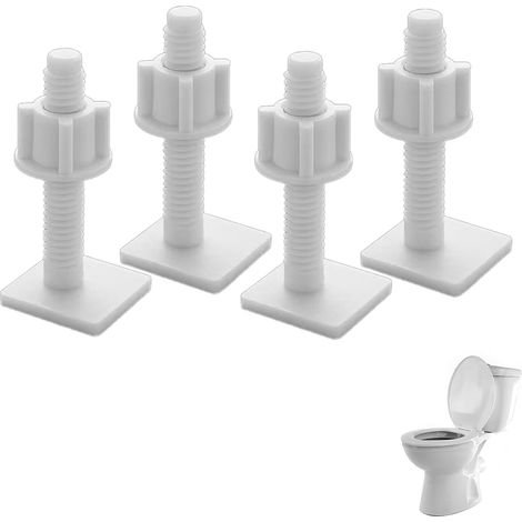 Kit de 4 vis de réparation pour abattant de WC, boulons de charnière en plastique 2,7 x 2,7 cm, avec écrous. (1/5)