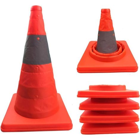 1 Cônes de signalisation rétractables Pliables 45 cm Orange Sécurité Multifonctionnelle Cône De Sécurité (1/5)