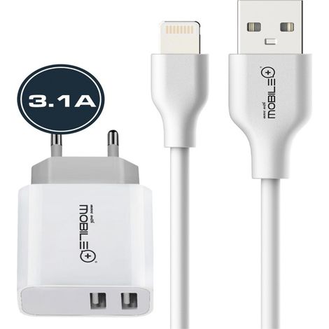 Cargador Doble con Cable USB- 3.1A  Lightning  Doble Carga Eficiente  Oferta exclusiva