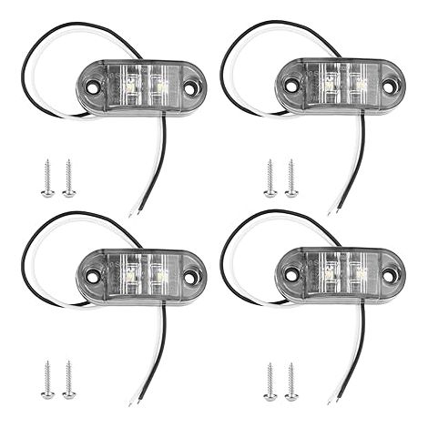 Blanc 12 V/24 V Ovale LED Latéraux Feux de Gabarit Étanche Eclairage de Position Avant et Arrière pour Remorque Camion Caravane Van Bus et Bateau (1/5)