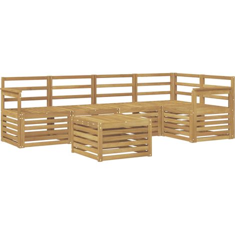 Outdoor Sofa Set 6 pcs White 59 x 59 x 37 cm Solid Acacia Wood vidaXL