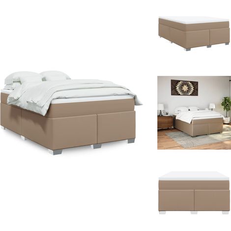 Boxspringbett Matratze Cappuccino-Braun 140x200cm Kunstleder - Boxspringbett - Doppelbett - Bettenrahmen - Kunstlederbett - Matratze