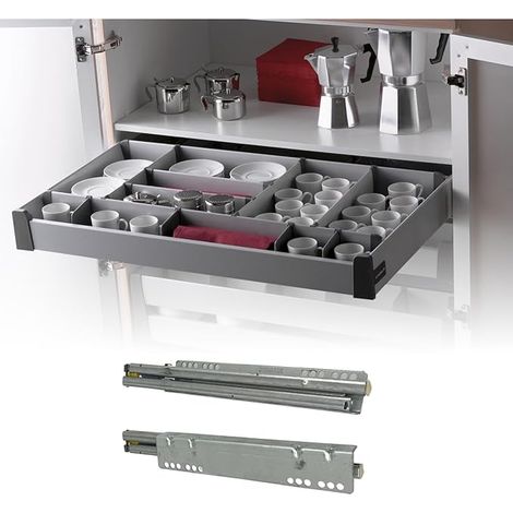 Evotrade – Coulisses à extraction totale 270 mm – Guides de tiroir avec fermeture douce INDAmatic – Charge testée 100 000 cycles – Pour meubles de salle de bain et cuisine