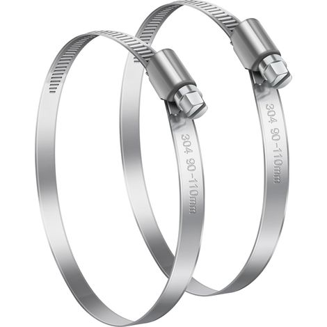 2 Pièces 90-110mm Collier de Serrage Réglable,Collier de Serrage Inox 304 Collier Serrage Métallique pour la Plomberie, Piscine, l'Automobile et les Applications Mécaniques (1/5)