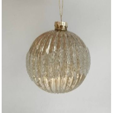 Boule de Noël en verre mercurisé or pailleté D. 100 mm - Feeric lights & christmas
