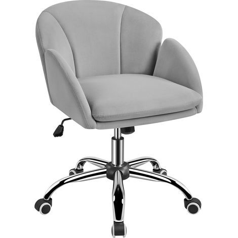 Homevive Silla de Oficina Silla de Terciopelo con Ruedas Silla Altura Ajusteble MAX Carga 136 KG Silla de Despacho Estudio Gris Claro
