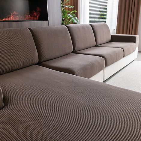 Housse de Coussin de canapé Extensible, antidérapante, Lavable, Universelle, résistante et Facile d'entretien(Marron,1 Housse de Dossier) (1/5)