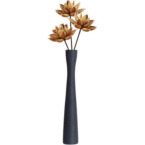 Bardusch-Vase sol céramique noir 41 cm, minimaliste pour pampa, chambre, bureau ou couloir (1/5)