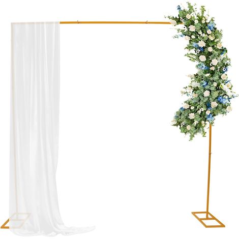 8FT x 8FT Wedding Arch Backdrop Stand with Base, Portable Adjustable Pipe and Drape Backdrop Stand Kit, Square Metal Arch Party Frame for Wedding, Garden Arbor, Baby Shower, Birthday Party