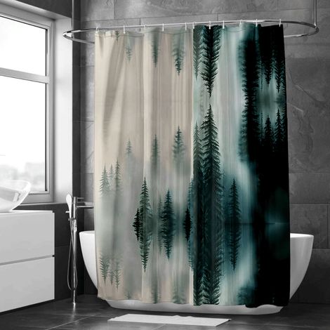 Rideau de douche motif encre artistique doux, polyester salle de bain, 180x180 cm