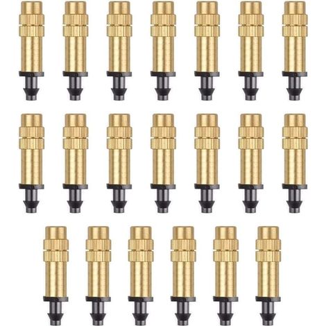 20 verstellbare Sprühdüsen, Messing-Bewässerungssprinkler, Zerstäubungsdüsen für Tropfbewässerung, Messingdüsen für Gewächshaus-/Garten-/Rasenbewässerung (1/4)