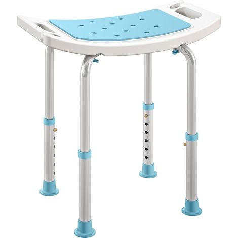 Shower Chair, Adjustable Height Shower Stool with Aluminium Frame and Non-Slip Feet, Bathtub Stool Seat with Padded Seat for Elderly Disabled Handicap, Turquoise