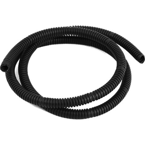 Gaine Cable électrique Fil Protection Tube de conduit ondulé flexible en plastique de 1 m 8 x 10 mm pour jardin, bureau noir (1/2)