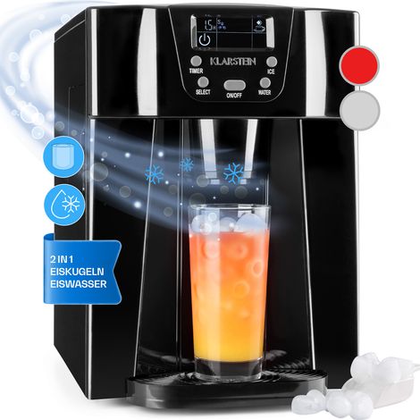 Klarstein 2L Small Ice Maker Machine, Counter Top Ice Machine For Home and Kitchen, Fast Operation, Makes 12 kg of Ice Bullets, Dispenses Cold Water, Safety Alarms, Countertop Ice Cube Maker Machine