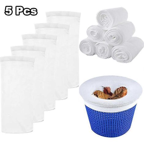 Lot de 50 sacs filtrants pour skimmer de piscine, sacs de nettoyage pour piscine, adaptés aux paniers de skimmer (5 sacs par paquet) (1/5)