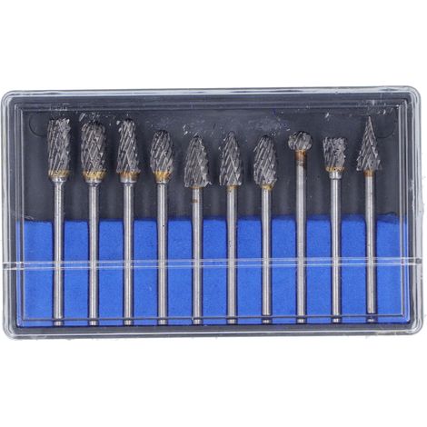 Ortviai Fichier rotatif en carbure de tungstène – 10 pièces, double rainurage, pour bois et plastique, boîte bleue (1/5)
