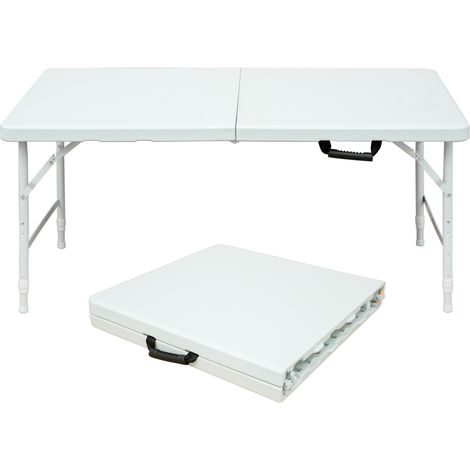 Intérieur et extérieur, table portable 125 cm pour camping, pique-nique et fêtes, pliante avec poignée (1/5)