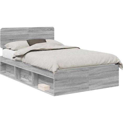 Estructura de cama con cabecera Gris Sonoma 135 x 190 cm vidaXL