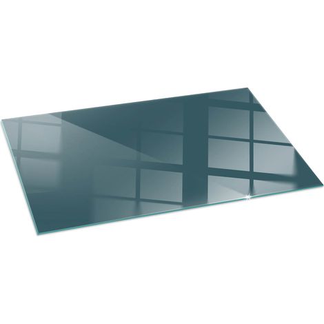 Plaque de sol en verre trempé sous cheminée protection parquet et plancher Couleur mer 120x60 cm