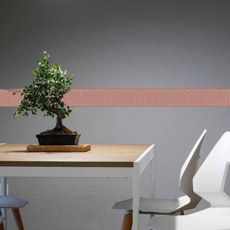 Frise adhésive 10x300cm, décoration murale, motif végétal abstrait rouge et grise, pour décorer votre intérieur. (1/5)