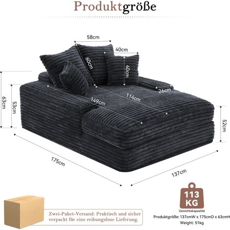 Canapé velours côtelé gris ultra-doux,multifonctionnel. Utilisable en canapé ou lit,sans assemblage pour salon et maison.